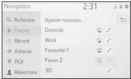 Navigation 2:31 Rechercher Ajouter nouveau... Favoris Domicile Récent Work Adresse Favourite 1 POI Favori 2 Répertoire 3D