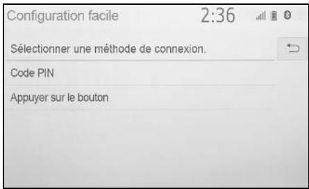Configuration facile 2:36 Sélectionner une méthode de connexion. Code PIN Appuyer sur le bouton