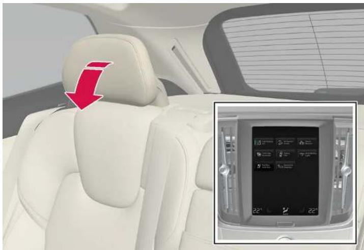 VOLVO XC60 (2024) - Rabattement de l'appui-tête extérieur de la banquette arrière à l'aide de l'écran central\* - 1
