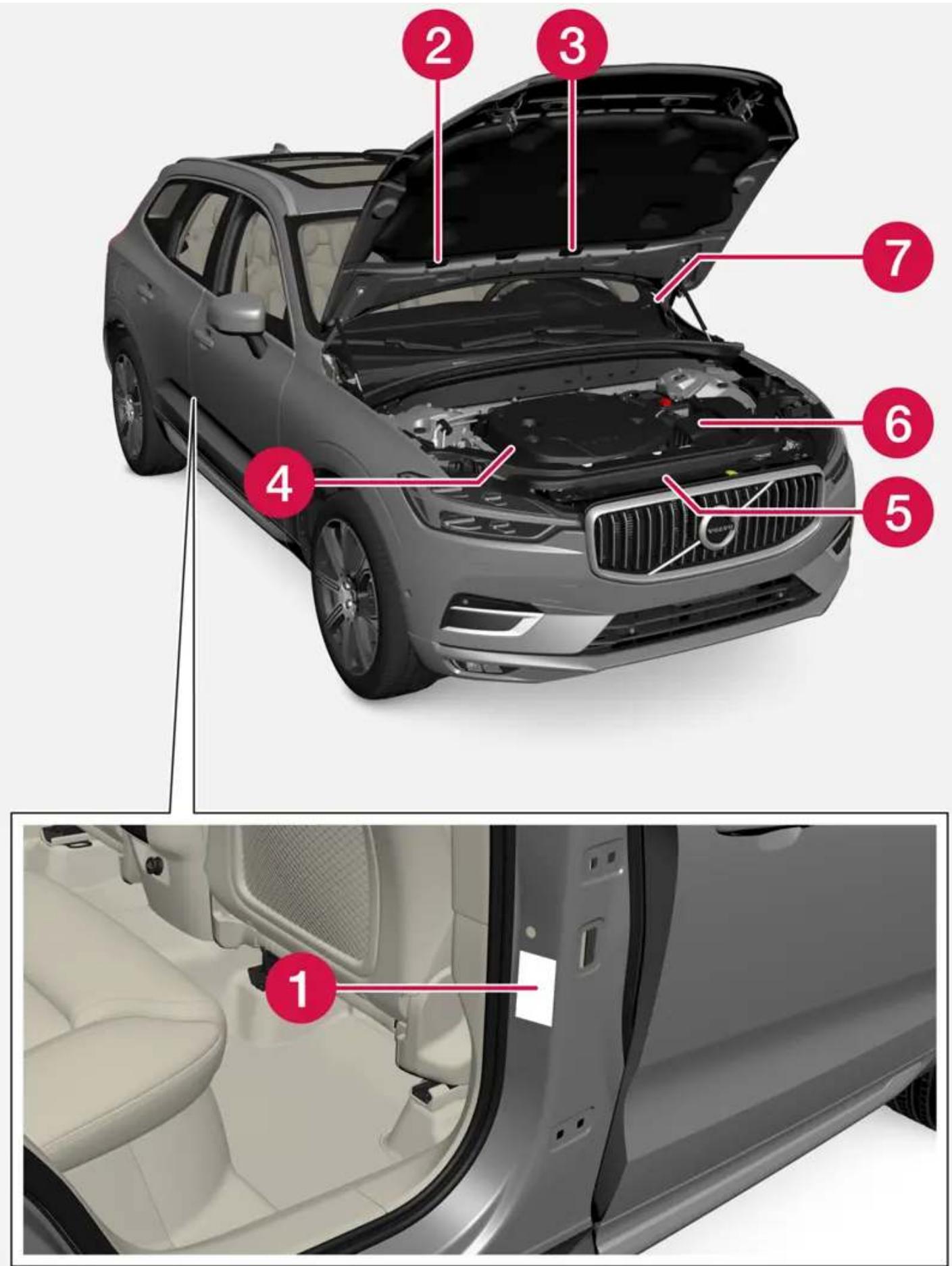 VOLVO XC60 (2024) - Emplacement des autocollants - 1