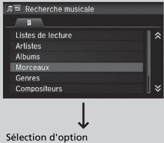 Honda CRV (2015-2017) - Comment sélectionner un morceau à partir de la liste de recherche musicale - 2