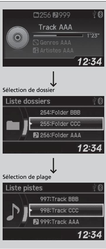 Honda CRV (2015-2017) - Sélection d'un fichier dans un dossier à l'aide du bouton de sélection (MP3/WMA) - 1