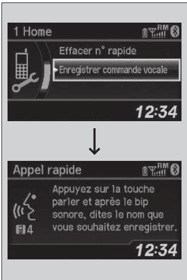 Honda CRV (2015-2017) - Pour ajouter une commande vocale à un numéro rapide enregistré - 1