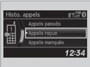 Honda CRV (2015-2017) - ■ Pour passer un appel en utilisant le journal des appels - 1
