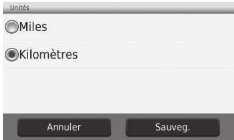 Honda CRV (2015-2017) - HOME ▶ Navigation ▶ Paramètres ▶ Unités et Heure ▶ Unités - 1