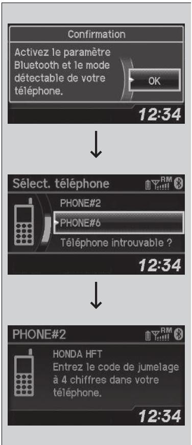 Honda CRV (2015-2017) - Pour apparier un téléphone mobile (quand un téléphone est déjà apparié au système) - 2