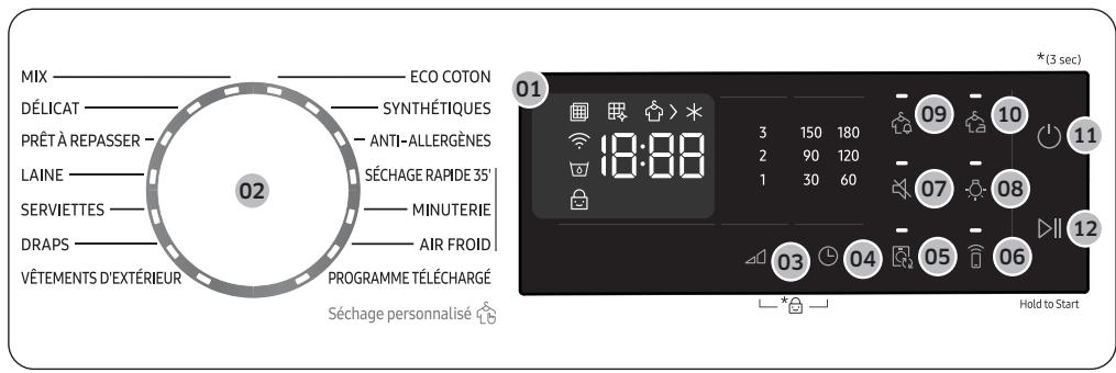 SAMSUNG DV90DG52A0TH - Panneau de commandes - 1
