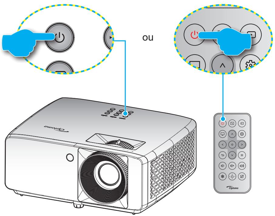 OPTOMA ZW340E - Mise sous/hors tension du projecteur - 1