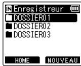 OM SYSTEM LSP5 - Appuyez sur la touche + ou - pour sélectionner le dossier d'enregistrement souhaité. - 2