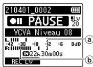 OM SYSTEM LSP5 - Appuyez sur la touche l ou pour régler le niveau d'activation vocal. - 2