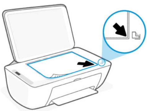 HP DeskJet 2823e - Chargement d'un original sur la vitre du scanner - 3