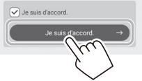 FUJIFILM Instax Link Wide - Lisez les Conditions d'utilisation, cochez la case [Je suis d'accord.] et tapez sur la barre [Je suis d'accord.]. - 1