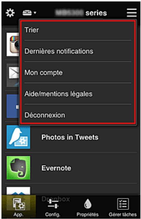 CANON PIXMA MG3650S - Menu contextuel de droite - 1