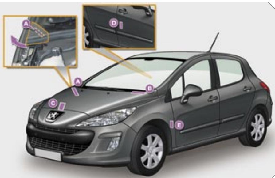 PEUGEOT 308 - etiquette constructeur. - 1