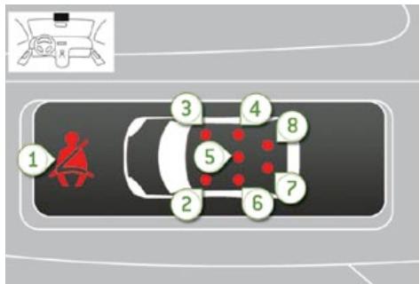PEUGEOT 5008 - Afficheur des témoins de non-bouclage / débouclage de ceinture - 1