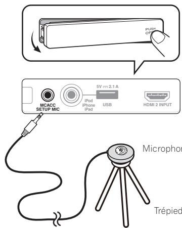 PIONEER VSX 921 & VSX-921 - Raccordez le microphone à la prise MCACC SETUP MIC sur le panneau avant. - 1