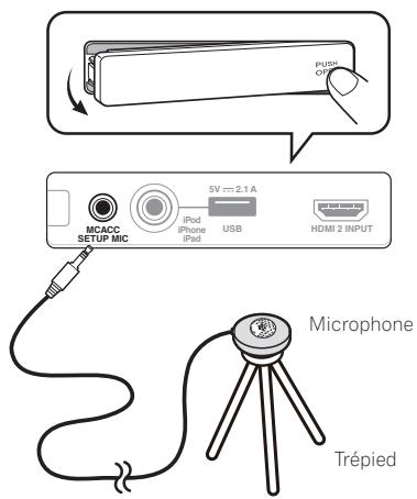 PIONEER VSX 921 & VSX-921 - Raccordez le microphone à la prise MCACC SETUP MIC sur le panneau avant. - 1