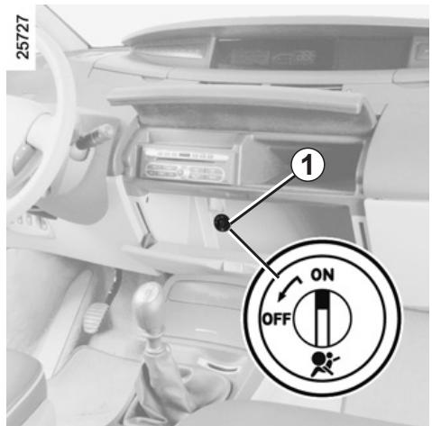 RENAULT monospace ESPACE 3 - CHILD SAFETY: deactivating/activating the front passenger air bag (3/3) - 1