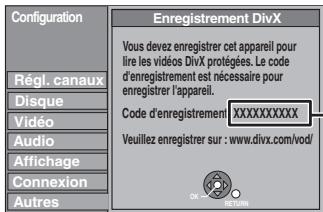 PANASONIC DMR-EX773 - Affichage du code d'enregistrement de l'appareil. - 1