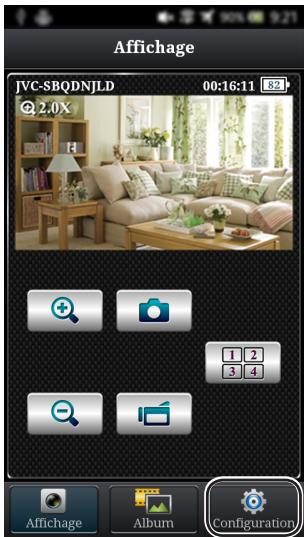 Affichage JVC-SBQDNJLD 00:16:11 82 2.0X + - 1 2 3 4 Affichage Album Configuration
