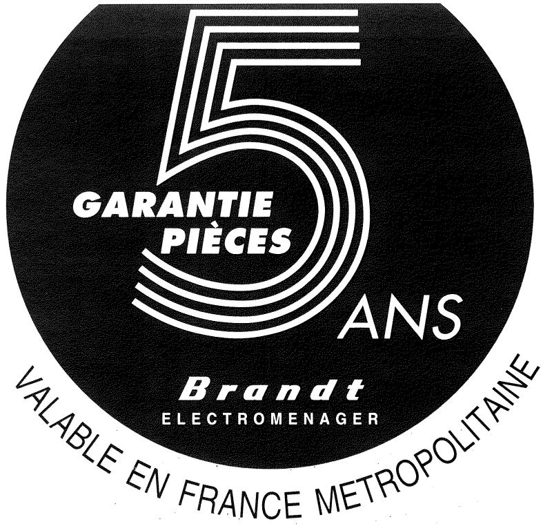 BRANDT 855TVA - Guide d'utilisation et Engagement de garantie - 1