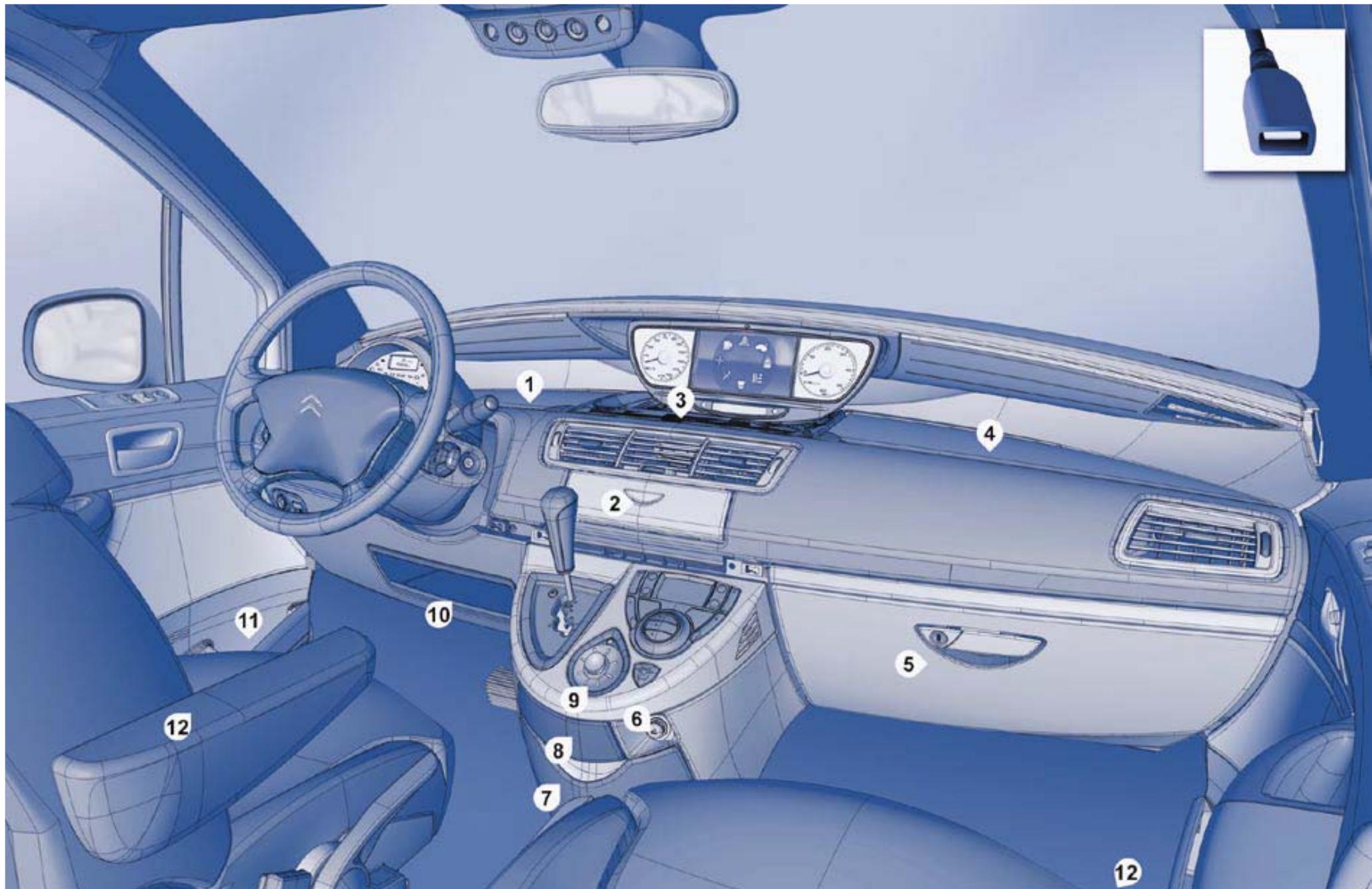 CITROEN C8 - Pour permettre l'accouidoir dans une position d'utilisation: - 1