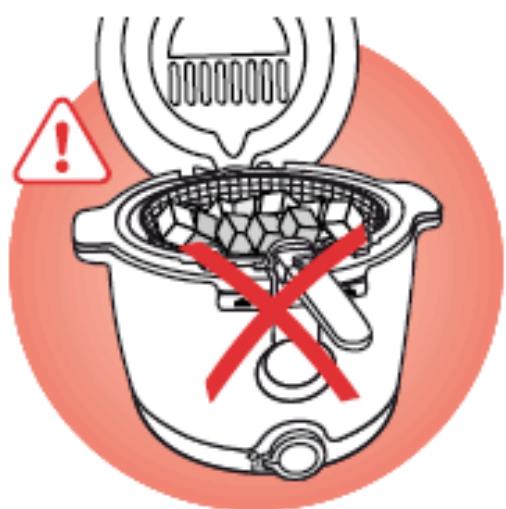 Warning symbol for cooking a kitchen appliance with red X mark indicating no cooking allowed