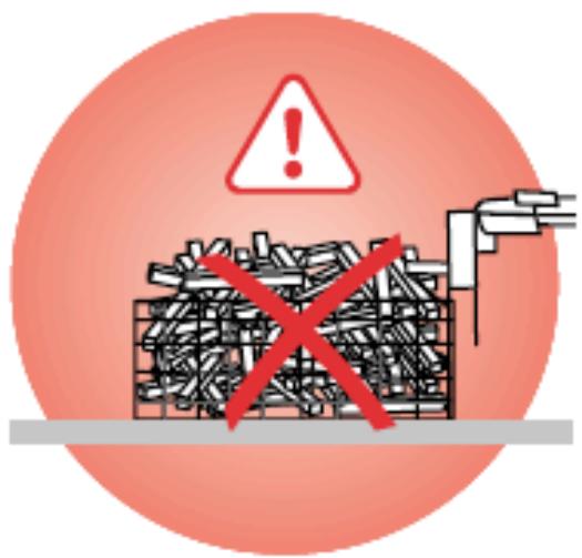Warning symbol with exclamation mark and red X, indicating incorrect safety or hazard
