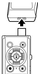OLYMPUS LS-P2 - Branchez l'enregistreur vocal sur la prise USB de l'adaptateur secteur. - 1