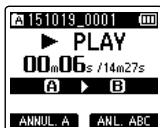 OLYMPUS LS-P2 - Appuyez sur la touche F1 (ANNUL. a) pendant la lecture ABC répétée. - 2