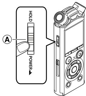 OLYMPUS LS-P2 - Faites glisser le commutateur power/hold en position [HOLD]. - 2