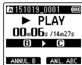 OLYMPUS LS-P2 - Appuyez sur la touche F1 (régL. c) lorsque le point final souhaité pour la lecture ABC répétée est lu. - 2