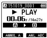 OLYMPUS LS-P2 - Appuyez de nouveau sur la touche F1 (régl. b) lorsque le point final souhaité pour la lecture ABC répétée est lu. - 2