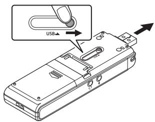 OLYMPUS WS-853 - Faites coulisser la glissière du connecteur USB dans le sens de la flèche. - 1