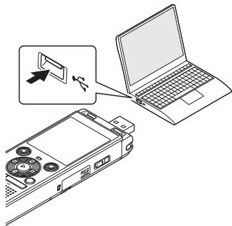 OLYMPUS WS-853 - Faites coulisser la glissière du connecteur USB dans le sens de la flèche. - 2