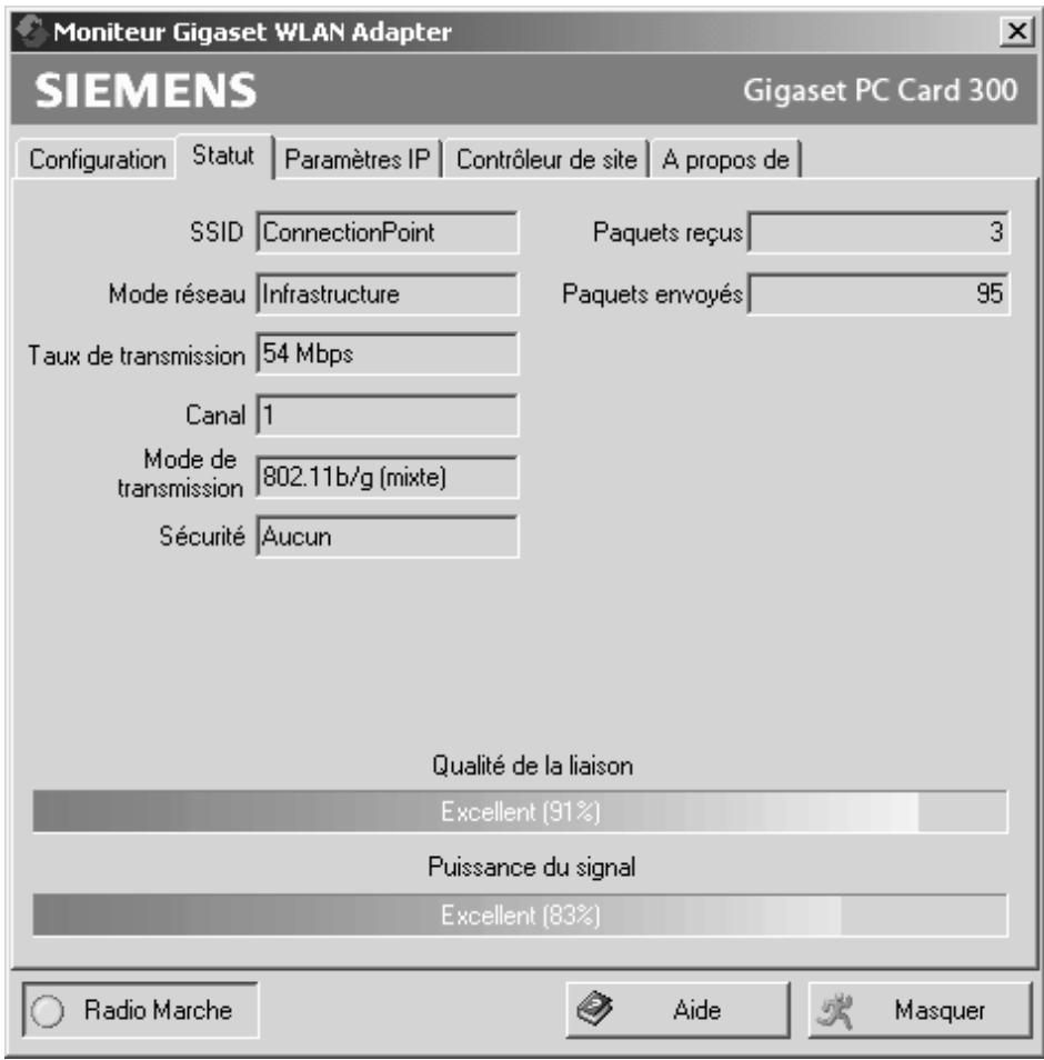 SIEMENS GIGASET PC CARD 300 - Établir la liaison avec le point d'accès - 2