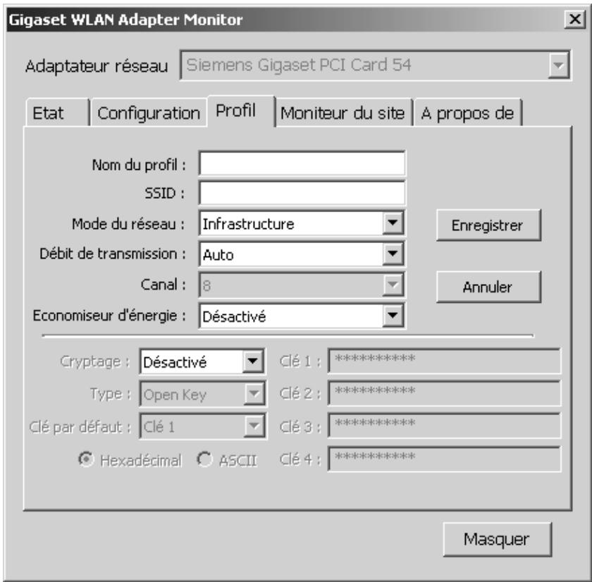 SIEMENS GIGASET PC CARD 54 - Création d'un nouveau profil - 1