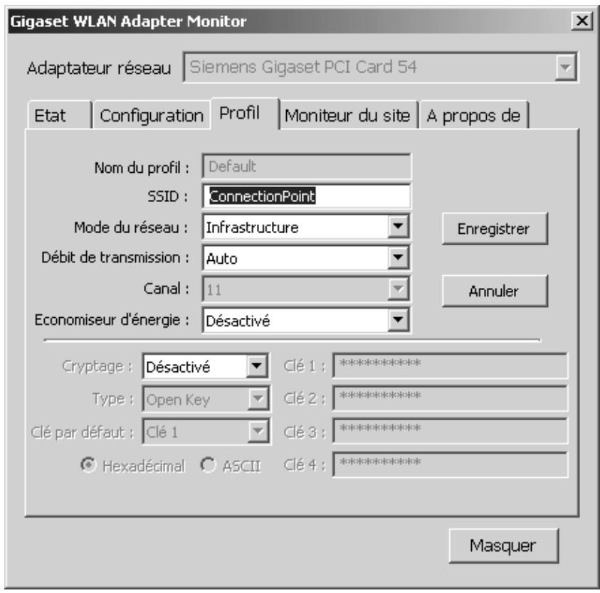 SIEMENS GIGASET PC CARD 54 - Modification du profil - 1