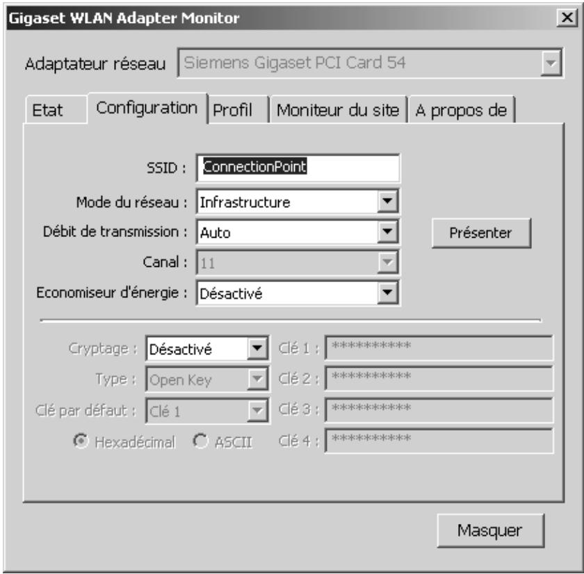 SIEMENS GIGASET PC CARD 54 - Le menu configuration - 1