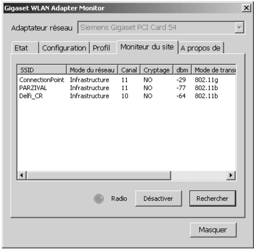 SIEMENS GIGASET PC CARD 54 - Affichage des partenaires sans fil disponibles - 1