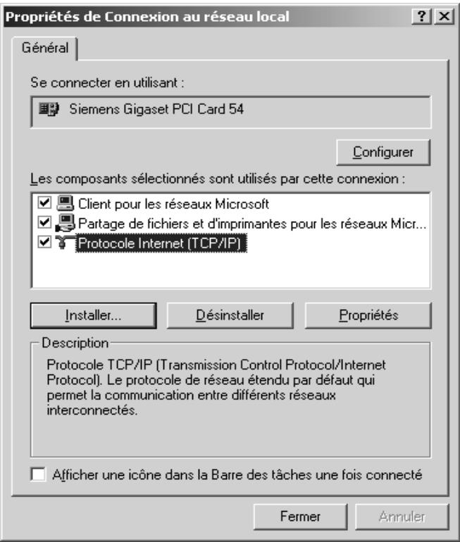 SIEMENS GIGASET SE505 DSL & CABLE - Configuration du protocole TCP/IP - 1