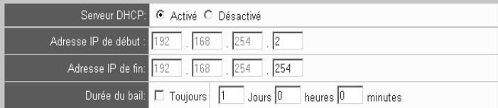 SIEMENS GIGASET SE515 DSL - → Cliquez sur l'option Serveur DHCP du menu LAN. - 1