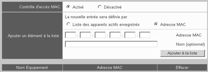 SIEMENS GIGASET SE515 DSL - Contrôle d'accès MAC - 1