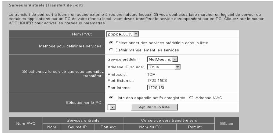 SIEMENS GIGASET SE515 DSL - Définition du transfert de port - 1