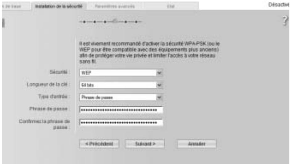 SIEMENS GIGASET SE551 DSL/CABLE - Génération de la clé par une Phrase de passe - 1