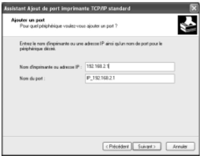 SIEMENS GIGASET SE551 DSL/CABLE - Installation d'un port imprimante TCP/IP standard sous Windows XP/2000 - 6