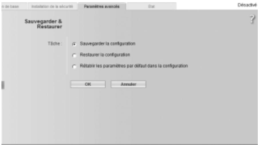 SIEMENS GIGASET SE551 DSL/CABLE - Sauvegarde et restauration de la configuration - 1