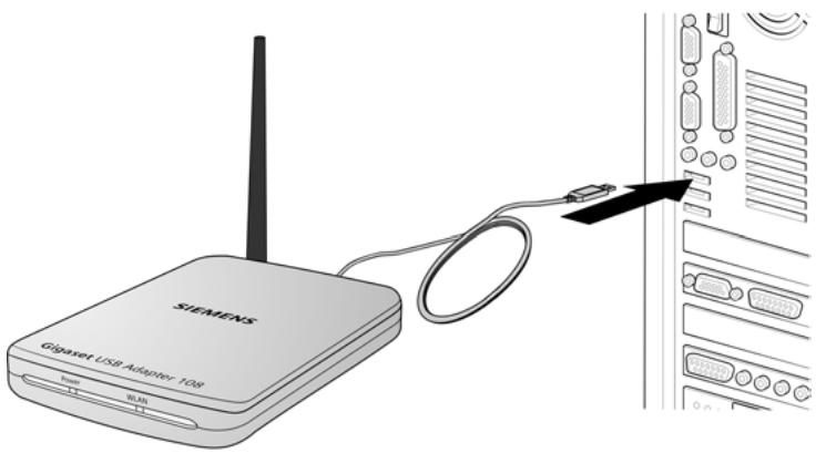 SIEMENS GIGASET USB ADAPTER 108 - Raccordement du Gigaset USB Adapter 108 à votre PC - 1