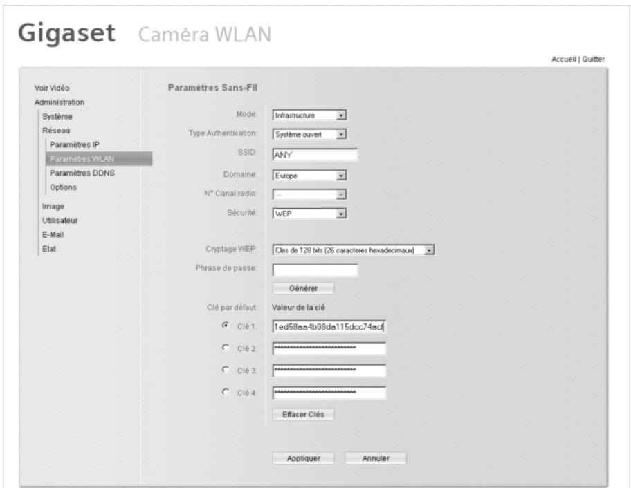SIEMENS GIGASET WLAN CAMERA - Paramètres WLAN - 1