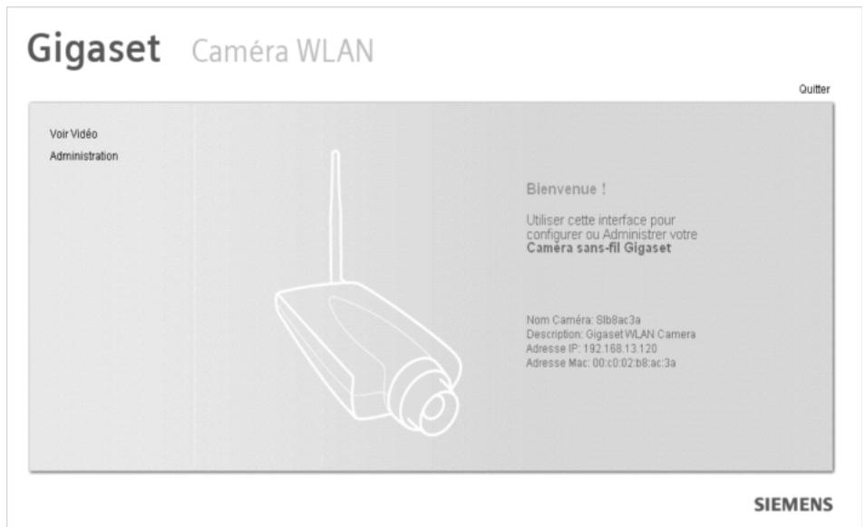 SIEMENS GIGASET WLAN CAMERA - Ecran de bienvenue - 1